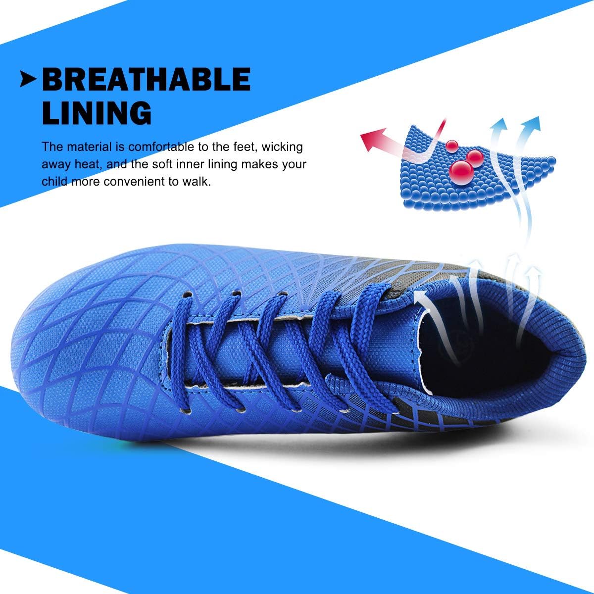 JABASIC Kids Outdoor Soccer Cleats Athletic Firm Ground Football Shoes ...